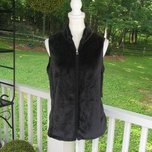 NWT Kim Rogers Faux Fur Black Zip Front Vest Small casual career pockets…